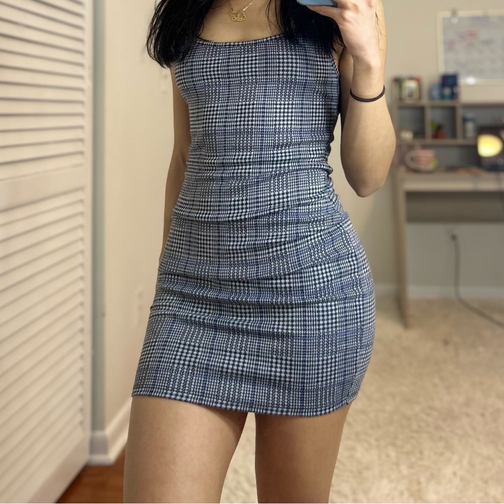 Stylish Blue Plaid Dress